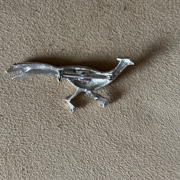 Vintage Road Runner Pheasant Brooch Pin Silver Tone - Picture 3 of 5